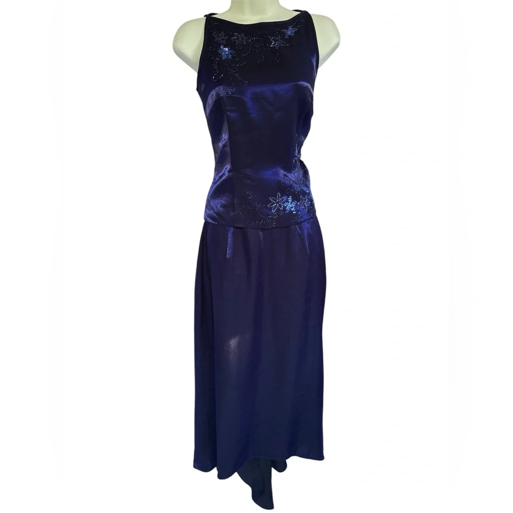 STUNNING Alex Evenings Color Change Mermaid Trail Embellished Evening Gown Set